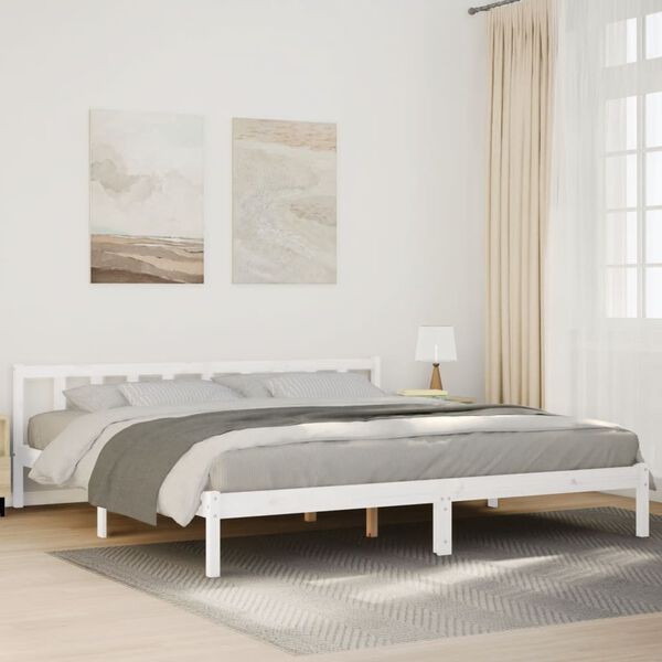 vidaXL Extra Long Bed Frame without Mattress White 180x210 cm Solid Wood Pine