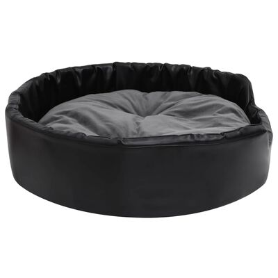 vidaXL Dog Bed Black and Dark Grey 90x79x20 cm Plush and Faux Leather