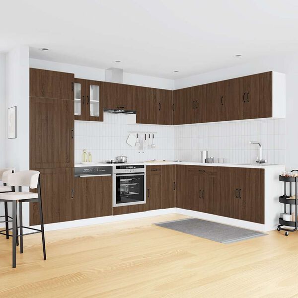 vidaXL 14 Piece Kitchen Cabinet Set Lucca Brown Oak Engineered Wood