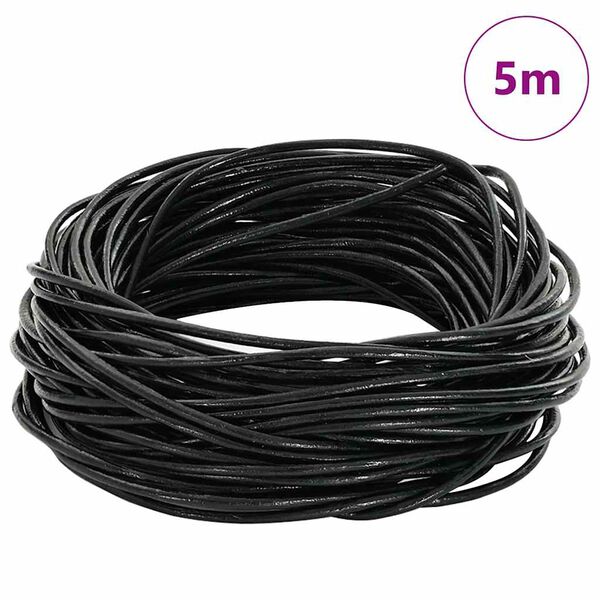 vidaXL Leather Cord Black &Oslash;1.5 mm x 5 m Leather