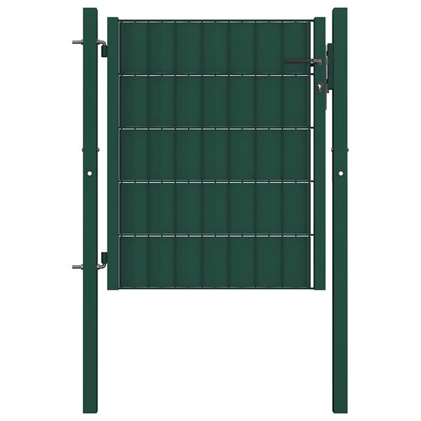 vidaXL Fence Gate PVC and Steel 100x100 cm Green