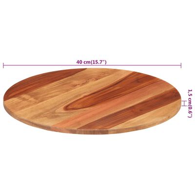 vidaXL Table Top Solid Sheesham Wood Round 15-16 mm 40 cm