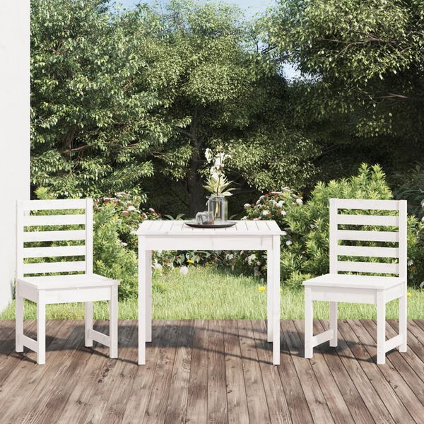 vidaXL 3 Piece Garden Bistro Set White Solid Wood Pine