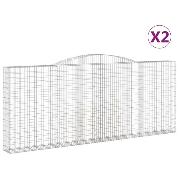 vidaXL Arched Gabion Baskets 2 pcs 400x30x160/180 cm Galvanised Iron