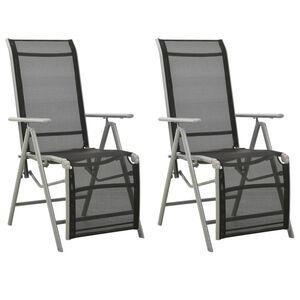 vidaXL Reclining Garden Chairs 2 pcs Textilene and Aluminium Silver