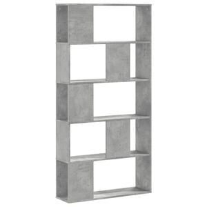 vidaXL Bookcase 5-Tier Concrete Grey 80,5x23,5x162,5 cm Engineered Wood