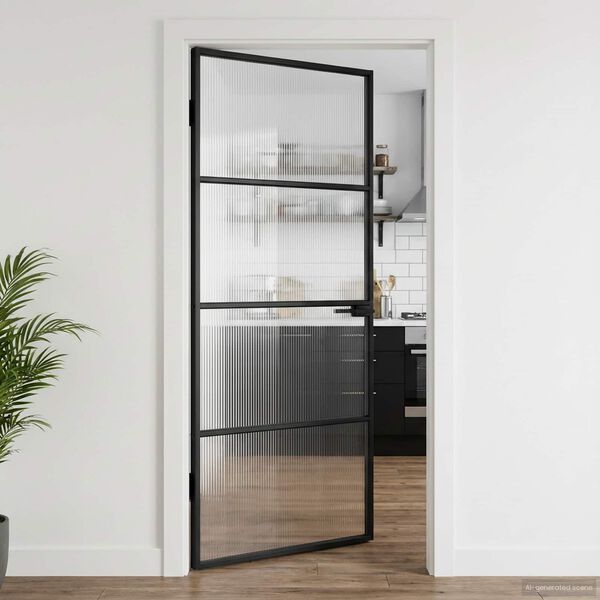 vidaXL Home Door 93 x 201.5 x 3.5 cm Aluminium and Tempered Glass