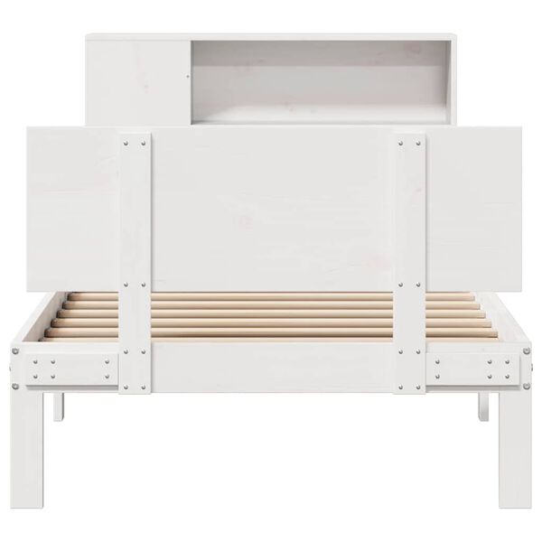 vidaXL Bookcase Bed without Mattress White 75x190cm Small Single Solid Wood Pine