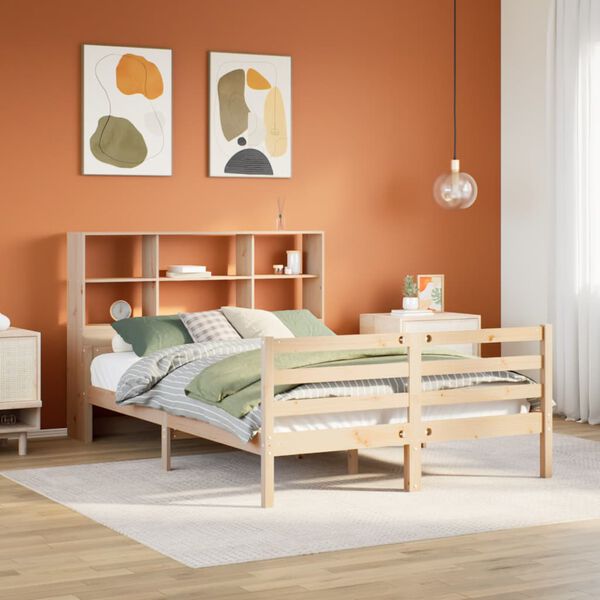 vidaXL Bookcase Bed without Mattress 150x200 cm King Solid Wood Pine