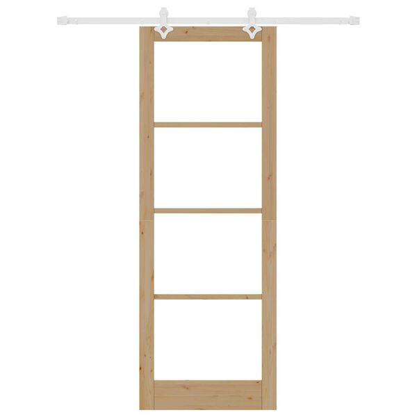 vidaXL Sliding Door Natural 83 x 232 cm Solid Pine Wood and Glass