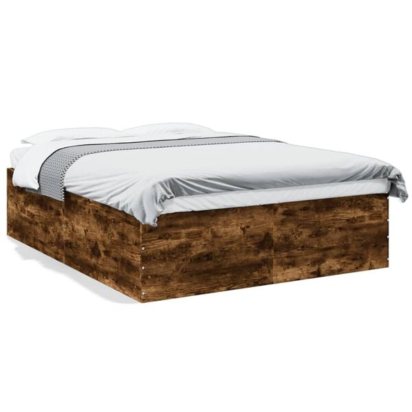 vidaXL Bed Frame without Mattress Smoked Oak 150x200 cm King Size