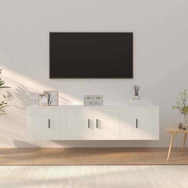 vidaXL 3 Piece TV Cabinet Set White Engineered Wood