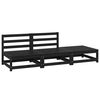 vidaXL 3 Piece Garden Lounge Set Black Solid Wood Pine