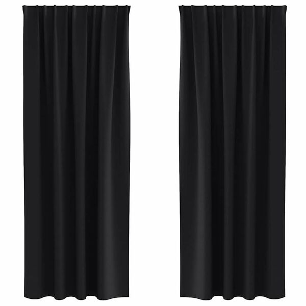 vidaXL Blackout Curtains with Rings 2 pcs Black 260 x 140 cm Polyester