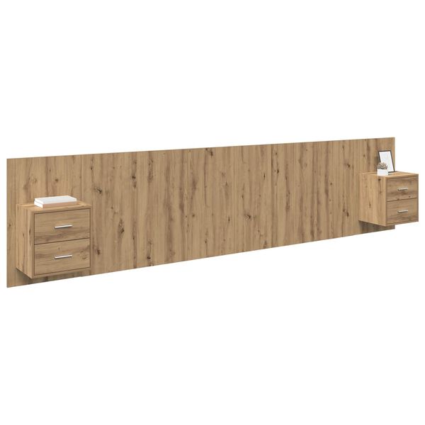 vidaXL Headboard with Cabinet 3 pcs Artisan Oak Engineered Wood