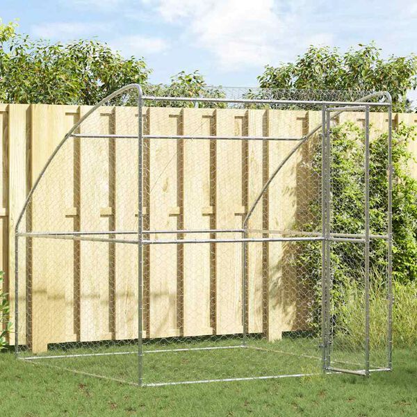 vidaXL Dog Kennel with Storage Silver 2 x 2 x 2 m Steel