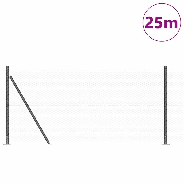 vidaXL Fence Post Grey 25 x 1 m (25 mm mesh) Steel