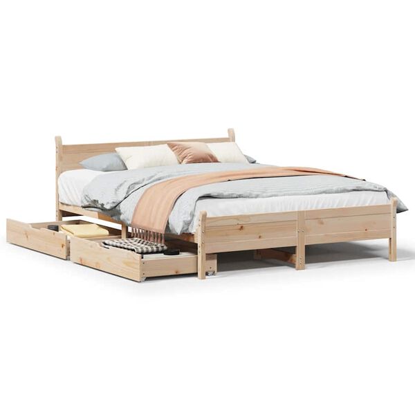 vidaXL Bed Frame without Mattress 135x190 cm Double Solid Wood Pine