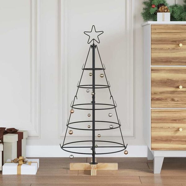 vidaXL Christmas Cone Tree with Stand Black 90 cm Steel