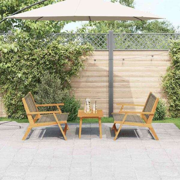 vidaXL Garden Chairs with Table 3 pcs Grey 90 x 45 x 40 cm