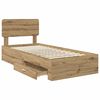 vidaXL Bed Frame with Drawer Artisan Oak 90 x 200 cm Engineered Wood