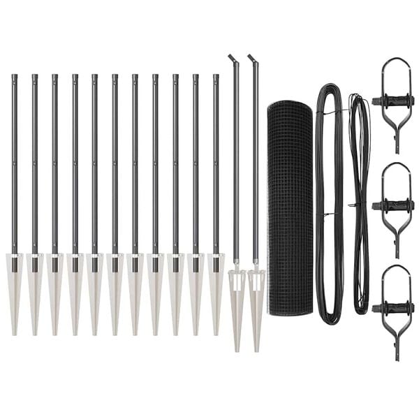 vidaXL Fence Post Grey 25 x 0.6 m (12 x 12 mm mesh) Steel and PVC