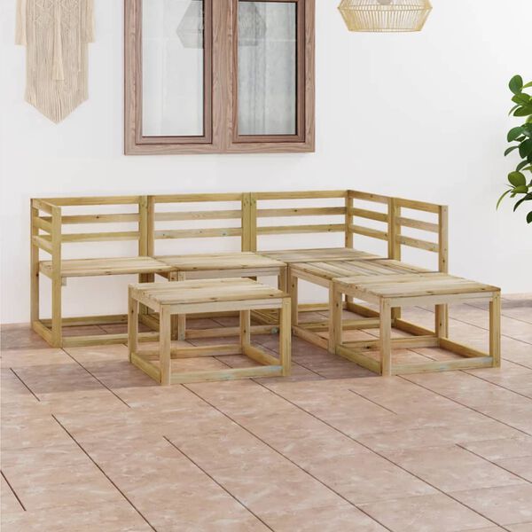 vidaXL 6 Piece Garden Lounge Set Green Impregnated Pinewood