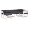 vidaXL 6 Piece Garden Sofa Set with Cushions White Solid Wood Pine