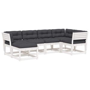 vidaXL 6 Piece Garden Sofa Set with Cushions White Solid Wood Pine