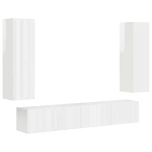vidaXL TV Cabinet Set 3 pcs High Gloss White Engineered Wood