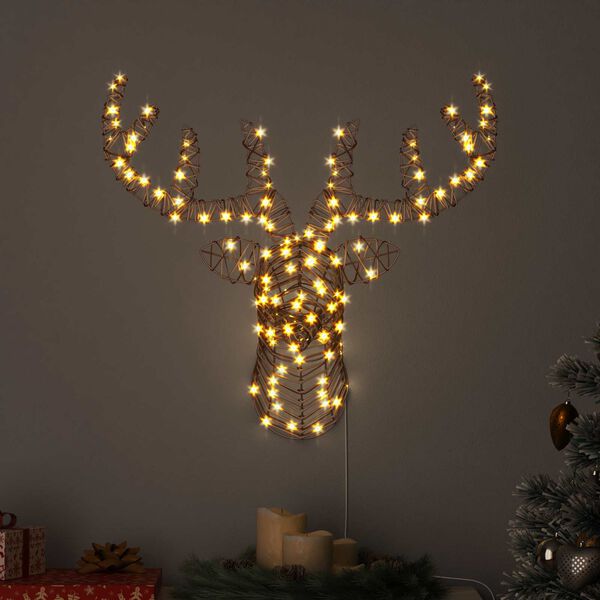 vidaXL Reindeer Pull Sleigh Warm white 68 x 36.5 x 62.5 cm Rattan