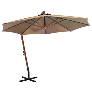 vidaXL Hanging Garden Parasol with Pole Taupe 3.5x2.9 m Solid Fir Wood