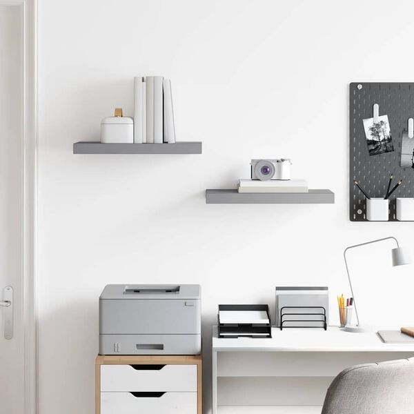 vidaXL Floating Wall Shelves 2 pcs Grey 50x23x3.8 cm MDF