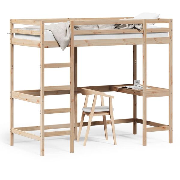 vidaXL Loft Bed without Mattress 100x200 cm Solid Wood Pine