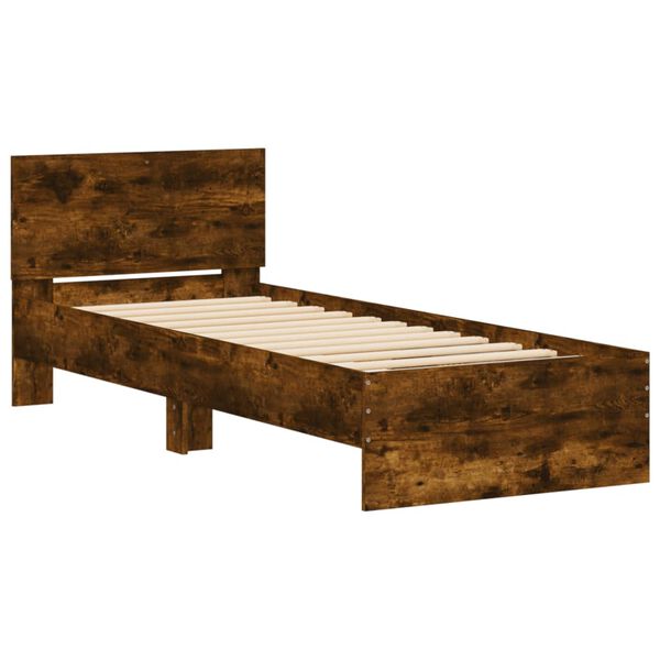 vidaXL Bed Frame without Mattress with Headboard Smoked Oak 90x200 cm