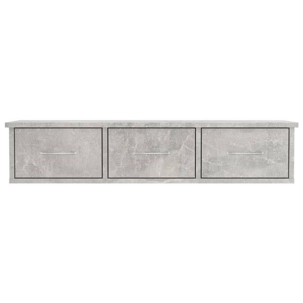 vidaXL Wall-mounted Drawer Shelf Concrete Grey 88x26x18.5 cm Engineered Wood