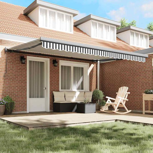 vidaXL Retractable Awning Anthracite and White 4.5x3 m Fabric&Aluminium