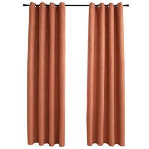 vidaXL Blackout Curtains with Metal Rings 2 pcs Rust 140x245 cm