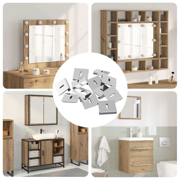 vidaXL Mirror Hold Bracket 340 pcs Nickel 35 x 30 x 8.3 mm Steel