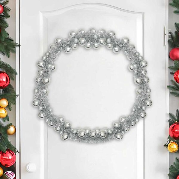 vidaXL Christmas Ball Garland Silver 186 cm Polystyrene