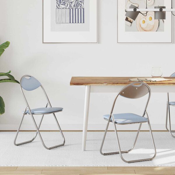 vidaXL Folding Chair 2 pcs Grey 48 x 43.5 x 81 cm Faux Leather