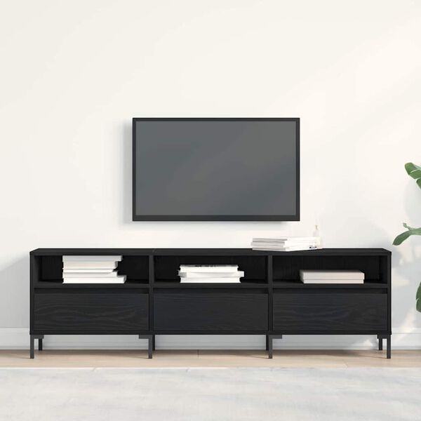 vidaXL TV Cabinet Black Oak 150 x 30 x 44.5 cm Engineered Wood