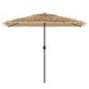 vidaXL Garden Parasol with LEDs and Steel Pole Brown 300x200x250 cm