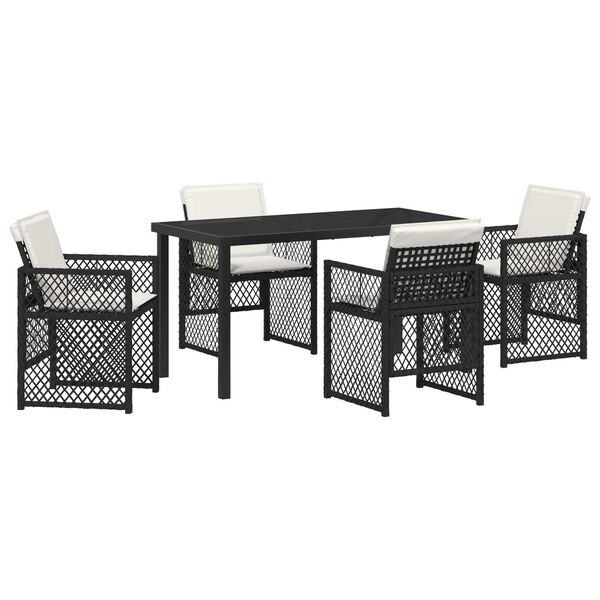 vidaXL Garden Dining Set 5 pcs Black Poly Rattan