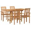 vidaXL Garden Dining Set 5 pcs Brown 160 x 80 x 75 cm Solid Teak Wood