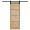 vidaXL Sliding Door Natural and Black 73.5 x 198.5 cm Solid Pine Wood