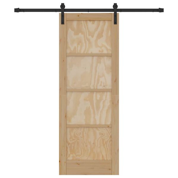 vidaXL Sliding Door Natural and Black 73.5 x 198.5 cm Solid Pine Wood