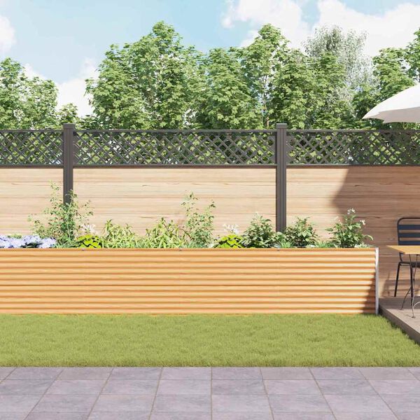 vidaXL Garden Raised Bed Light Brown 582 x 50 x 68 cm Galvanised Steel