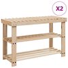 vidaXL 2-in-1 Shoe Rack with Bench Top 2 pcs Solid Wood