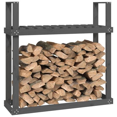 vidaXL Firewood Rack Grey 110x35x108.5 cm Solid Wood Pine